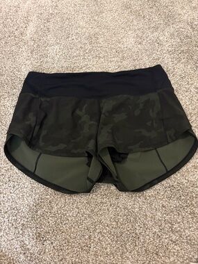 lululemon athletica Olive Camo Running Shorts